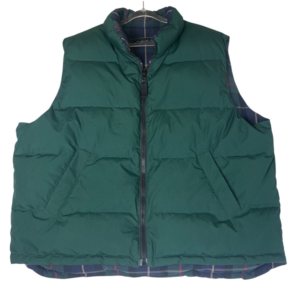 Eddie Bauer Puffer Vest Mens XXL Reversible Goose Down Lined Winter Padded Gilet